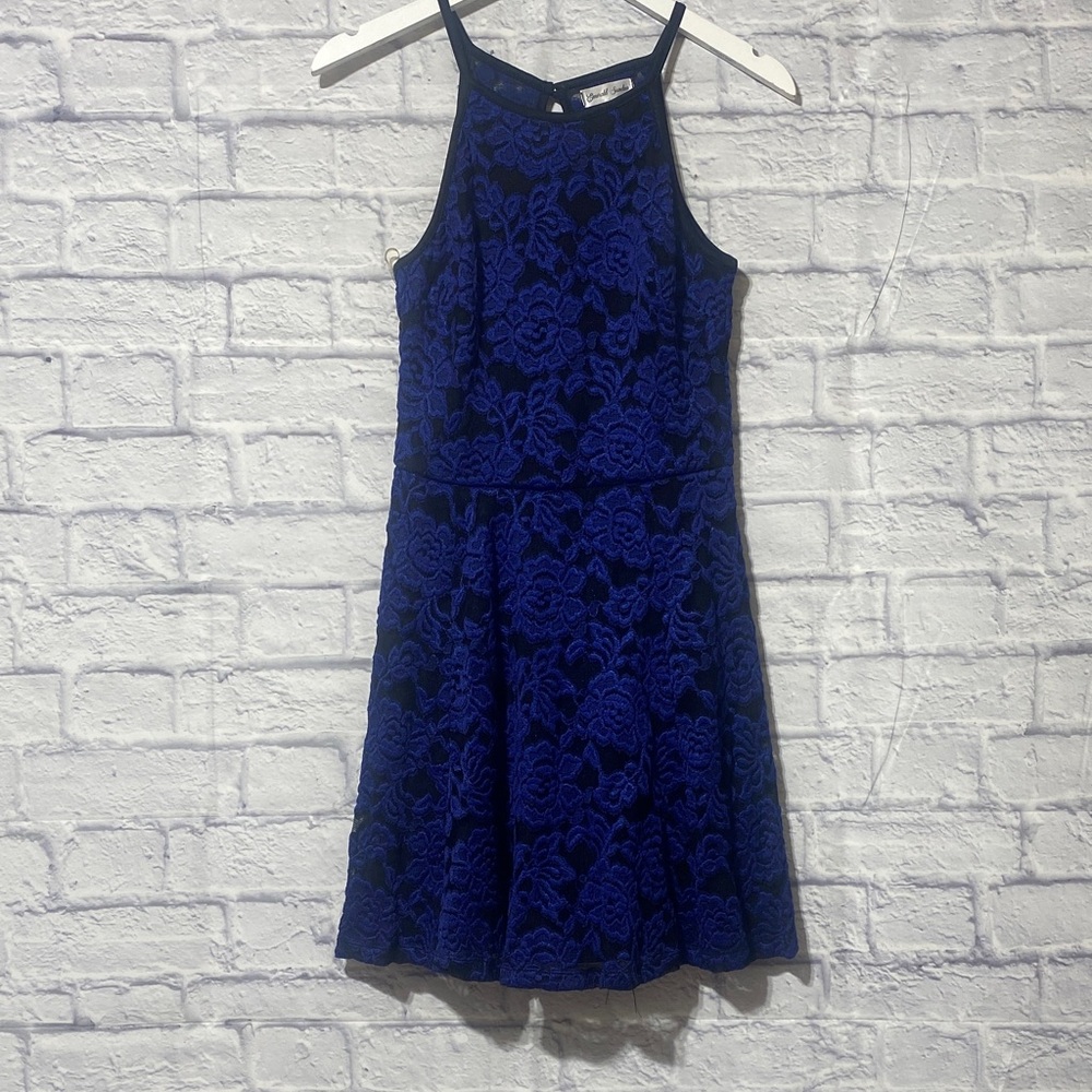 Emerald Sundae Royal Blue Lace Halter Dress